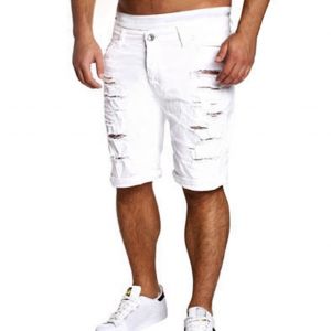בגדים לקיץ!!! מכנסיים קצרות מכנסי ג'ינס עם קרעים קצרות לגברים